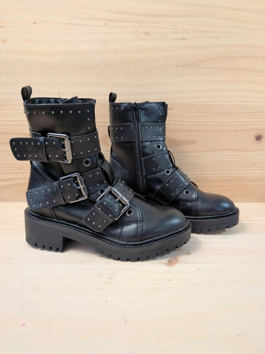 Botas Biker Obsel Hebillas Tachuelas Negro T36