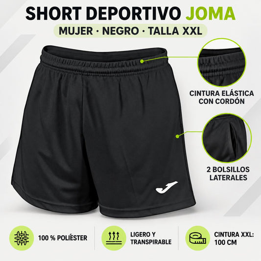 Joma Paris II-W Pantalones Cortos Mujer XXL Negro