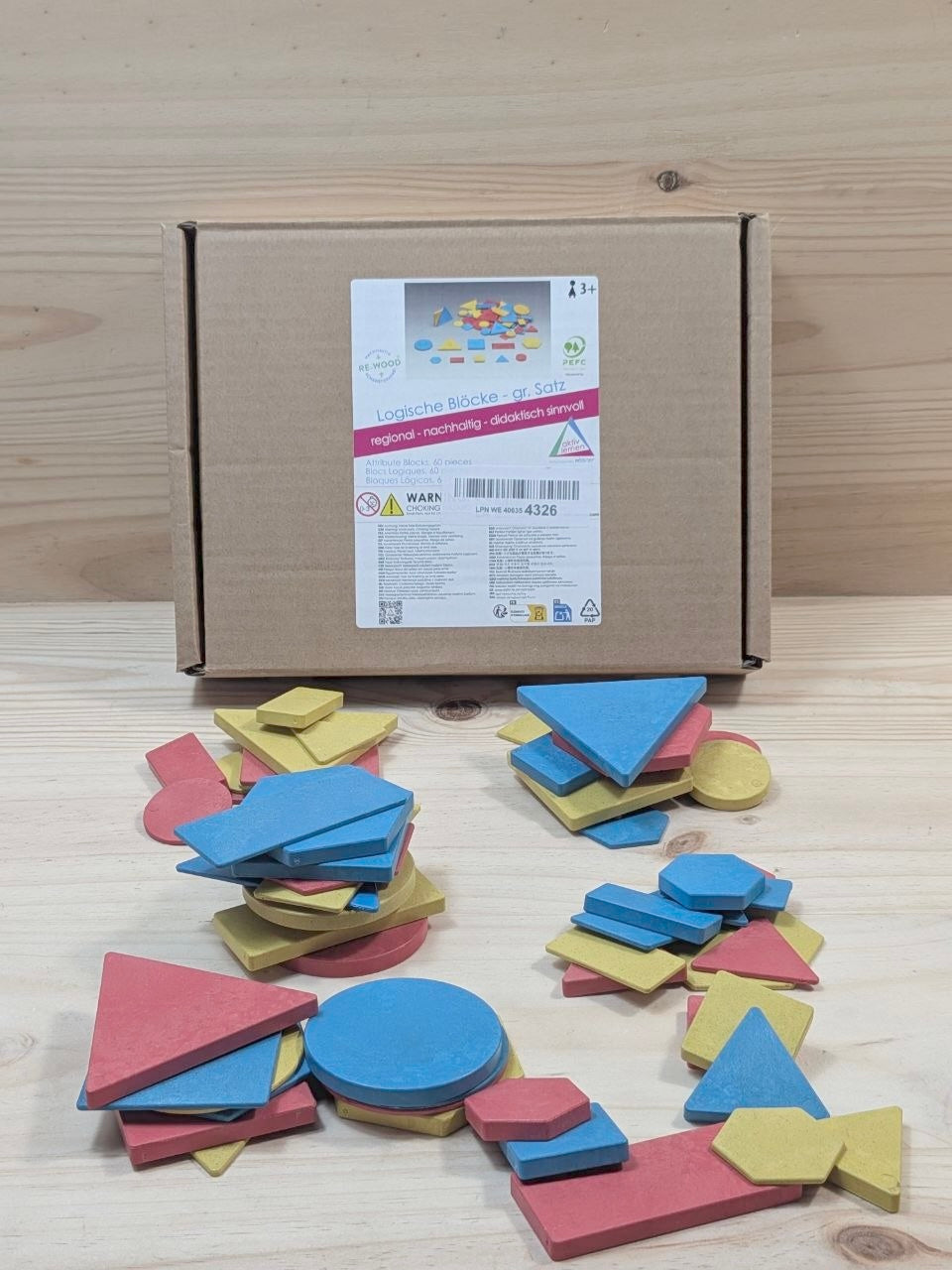 Kit Bloques Lógicos WISSNER RE-Wood 58 Piezas