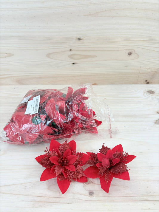 25 flores navideñas TIDEVAN con clips