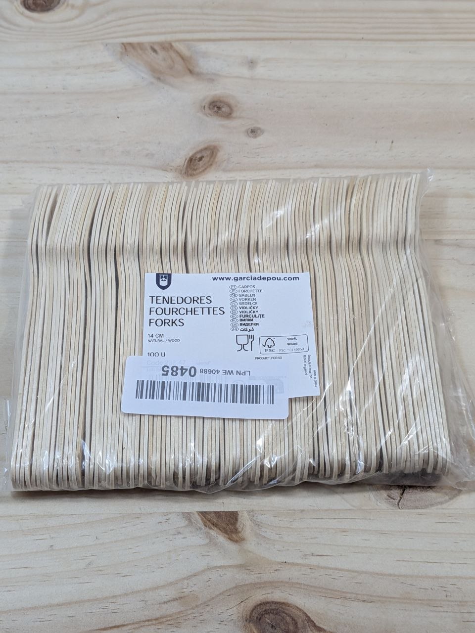 Tenedores Madera García de Pou 14cm Pack 100