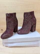 Botines Obsel Brocado Burgundy Dorado Talla 35 - foto 8