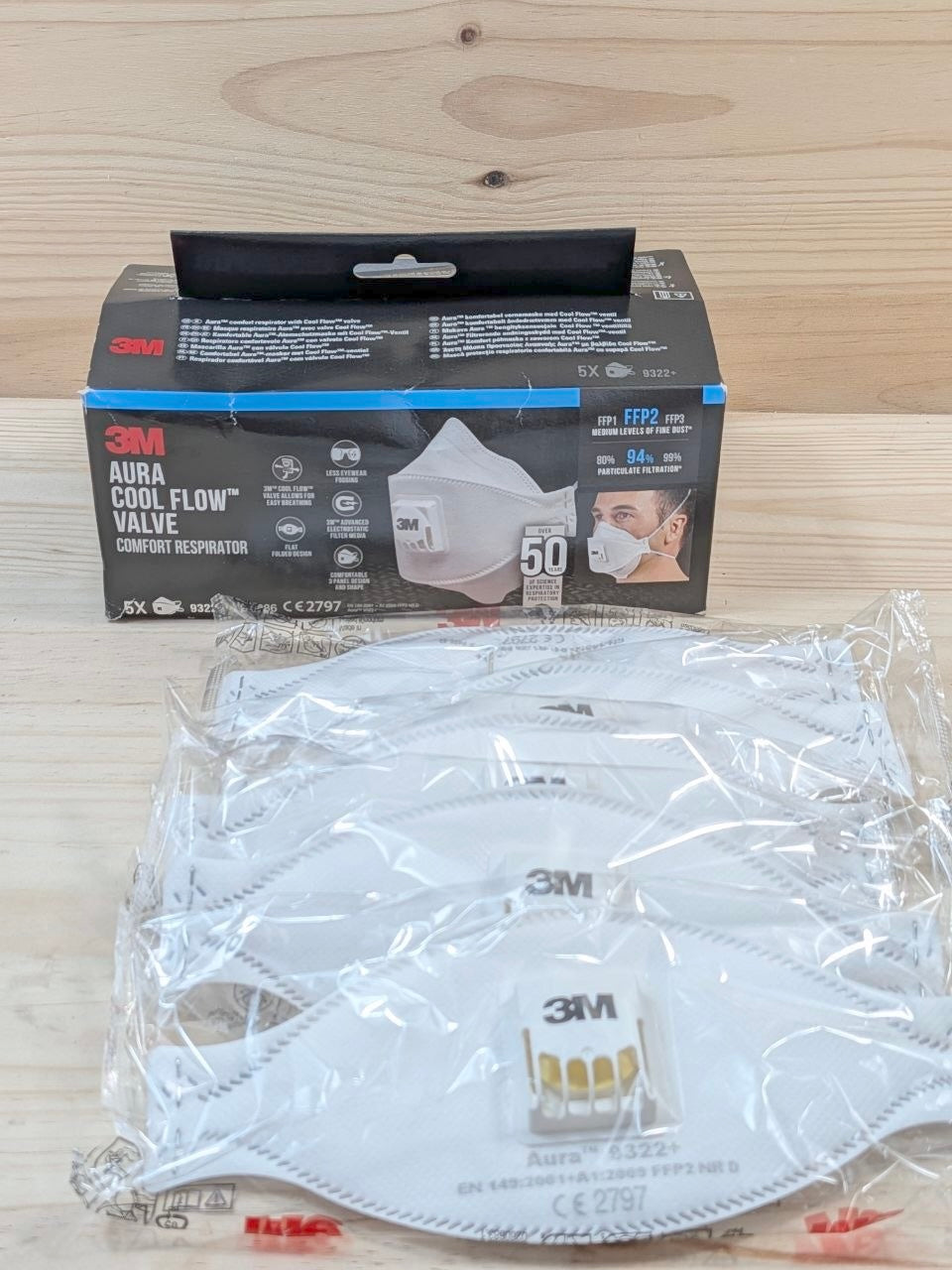 Mascarillas 3M Aura 9322+ FFP2 Válvula Pack 5