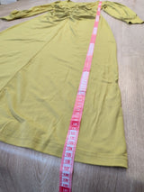 Vestido Midi Drapeado Escote V Verde M - foto 3