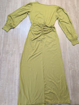 Vestido Midi Drapeado Escote V Verde M - foto 2