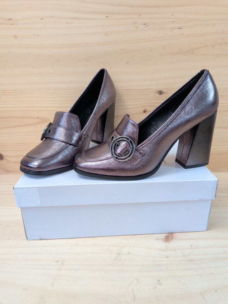 Mocasines Tacón Alesya Peltro T40 L106B06