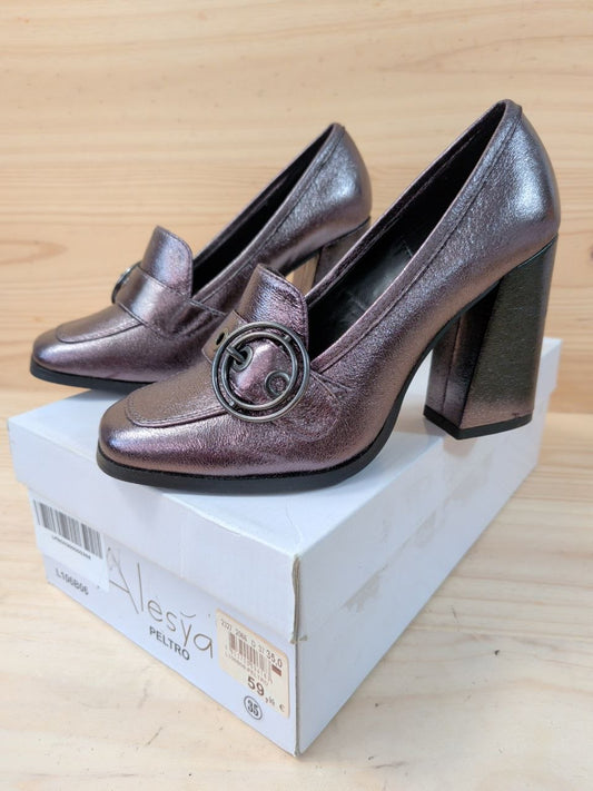 Mocasines Tacón Alesya Peltro T35 L106B06