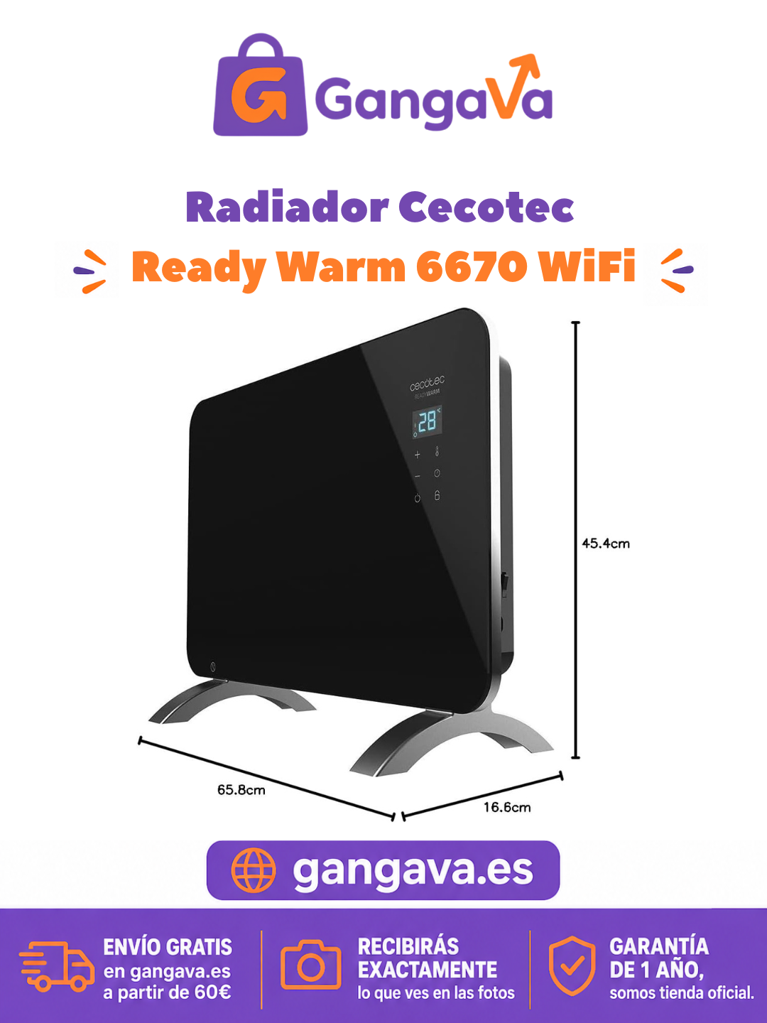 Radiador Cecotec Ready Warm 6670 WiFi 1000W - foto 1