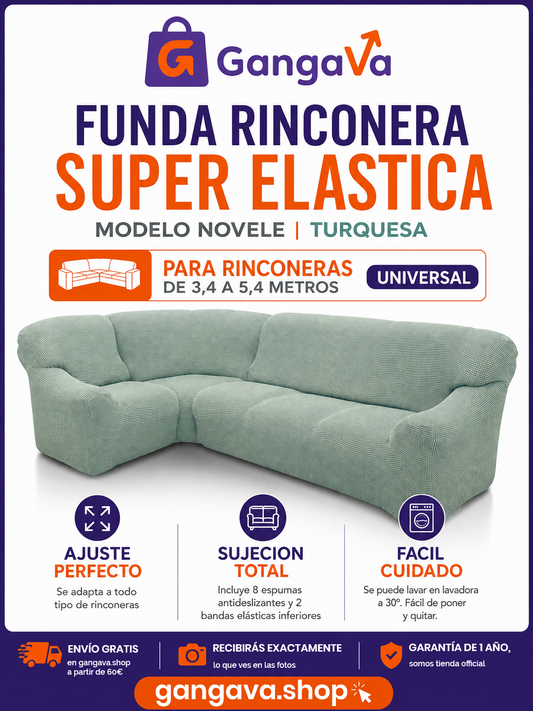 FAVERTI® Funda Rinconera NOVELE Turquesa 3,4-5,4m