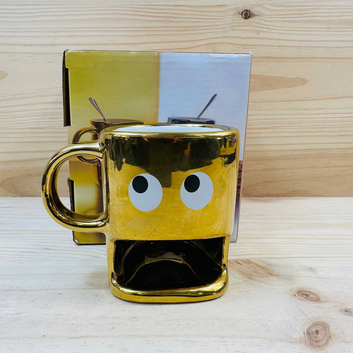 Taza Fisura dorada con soporte para galletas