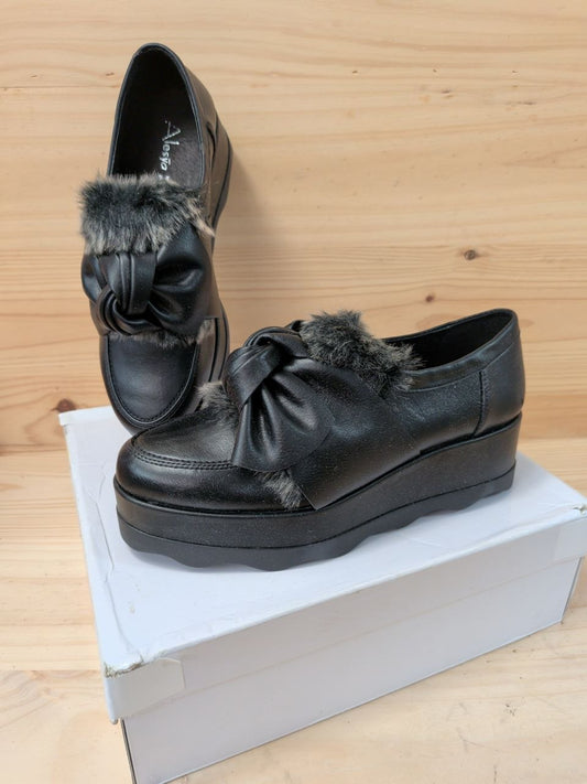 Mocasines Cuña Alesya Piel Negro T38 L215B01