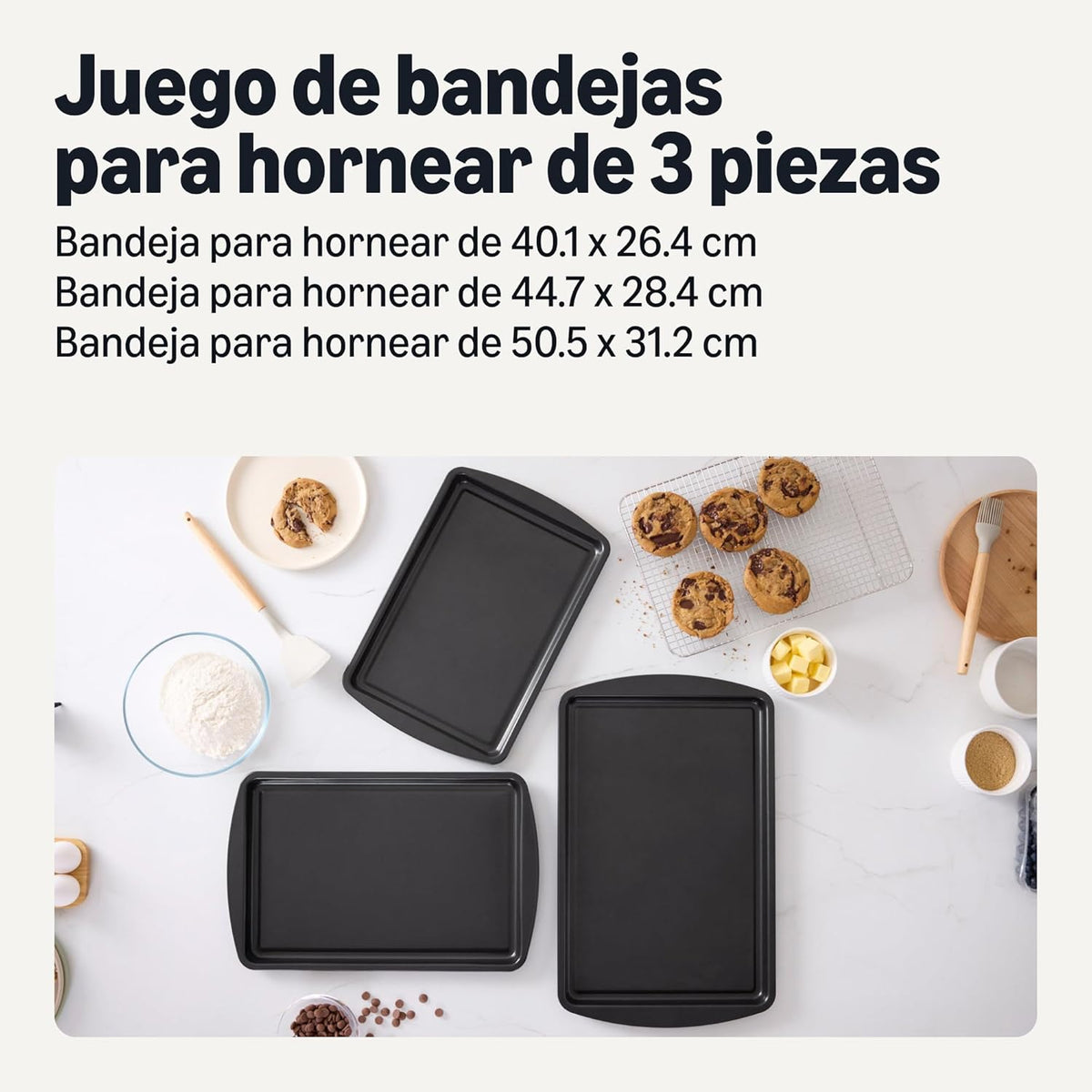 Juego de 3 bandejas de horno Amazon Basics